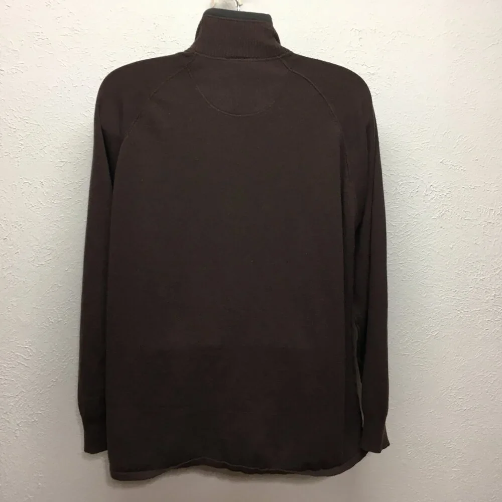 The North Face Sweater Mens XL Brown 1/4 Zip Pullover Cotton Wool Blend Long Slv